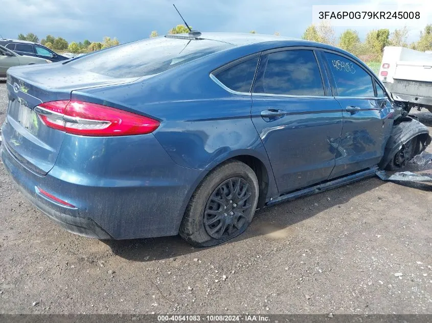 2019 Ford Fusion S VIN: 3FA6P0G79KR245008 Lot: 40541083