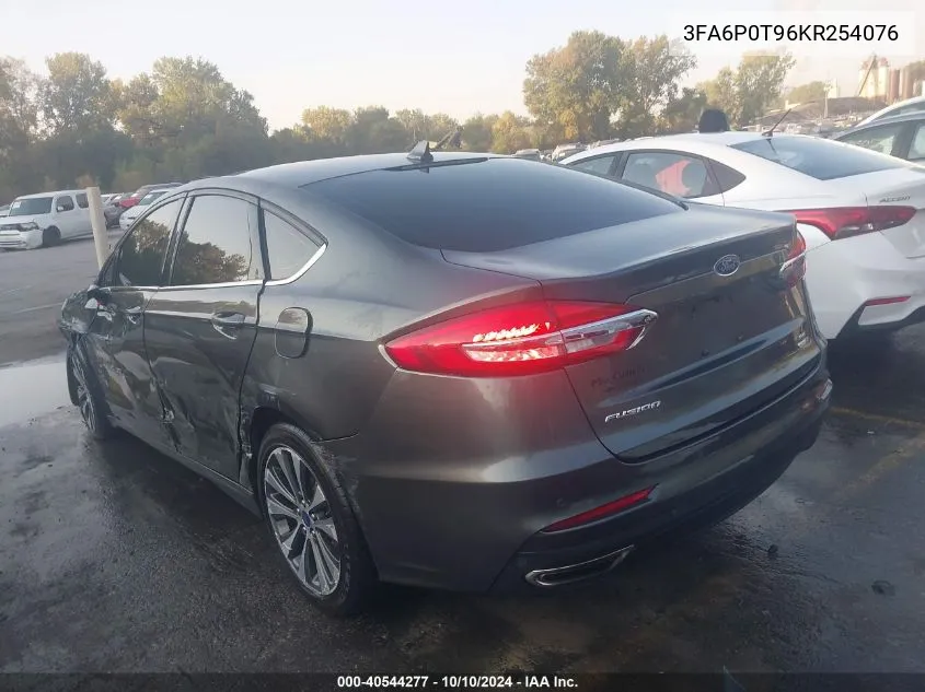 2019 Ford Fusion Se VIN: 3FA6P0T96KR254076 Lot: 40544277