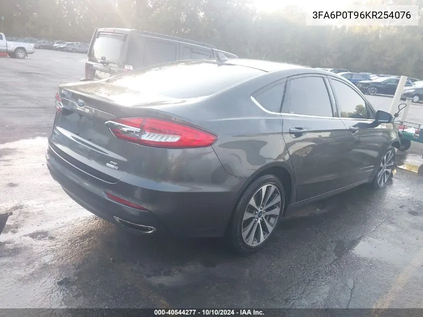 2019 Ford Fusion Se VIN: 3FA6P0T96KR254076 Lot: 40544277