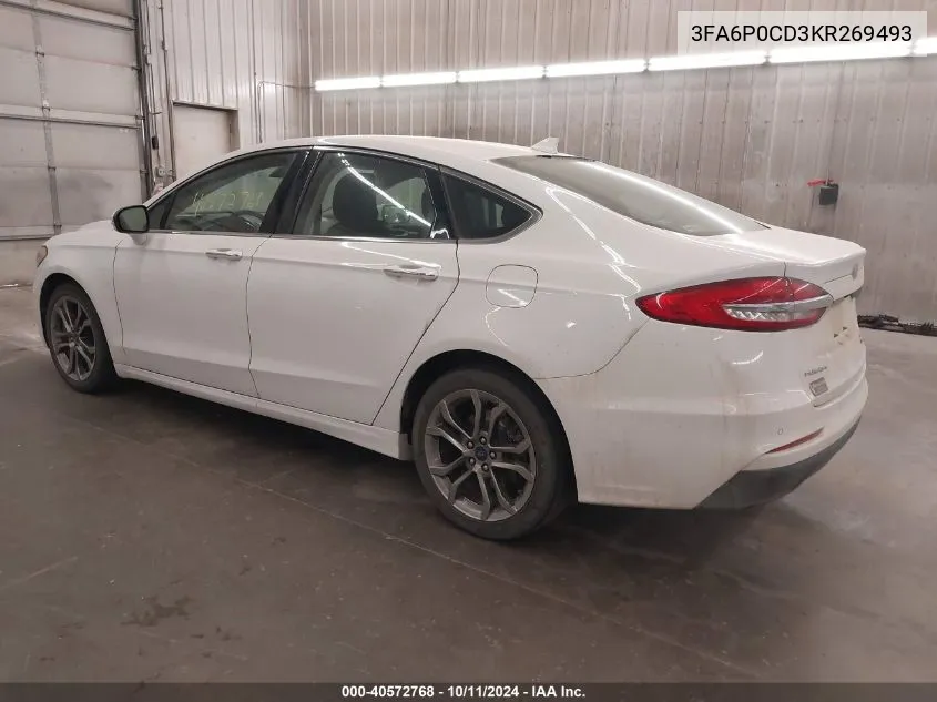 2019 Ford Fusion Sel VIN: 3FA6P0CD3KR269493 Lot: 40572768