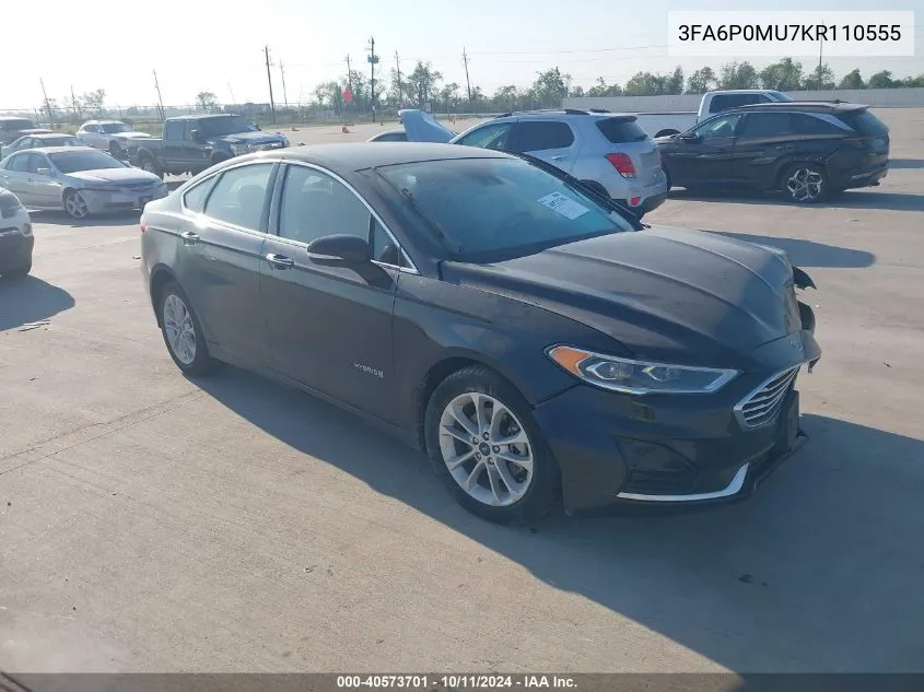 2019 Ford Fusion Sel VIN: 3FA6P0MU7KR110555 Lot: 40573701