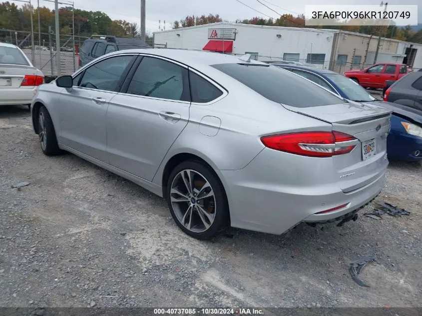 2019 Ford Fusion Titanium VIN: 3FA6P0K96KR120749 Lot: 40737085