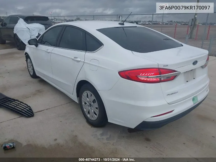 2019 Ford Fusion S VIN: 3FA6P0G79KR170097 Lot: 40744273