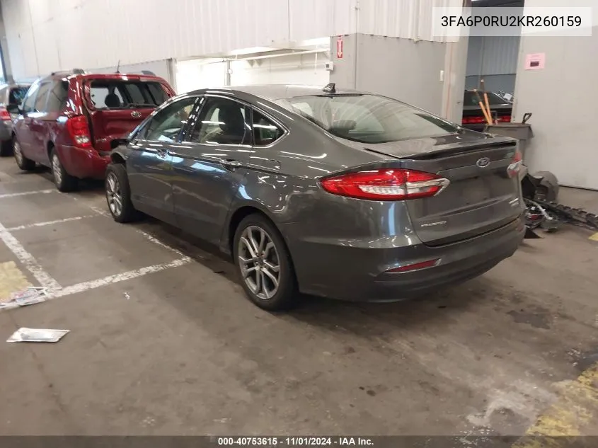 2019 Ford Fusion Hybrid Titanium VIN: 3FA6P0RU2KR260159 Lot: 40753615