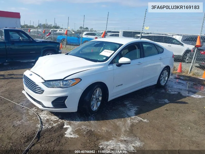 2019 Ford Fusion Hybrid Se VIN: 3FA6P0LU3KR169183 Lot: 40766952