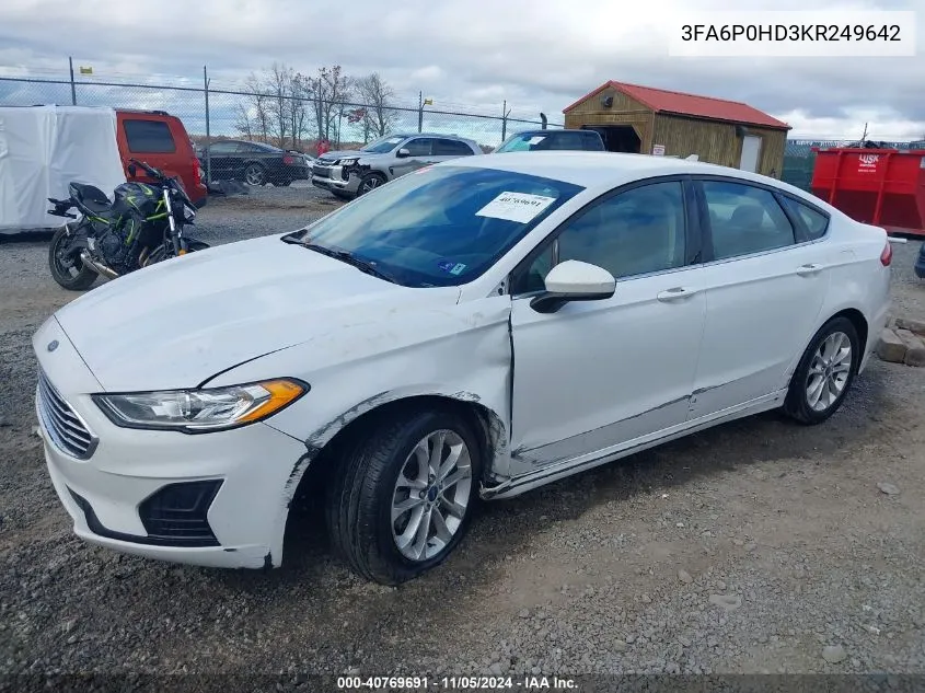 3FA6P0HD3KR249642 2019 Ford Fusion Se