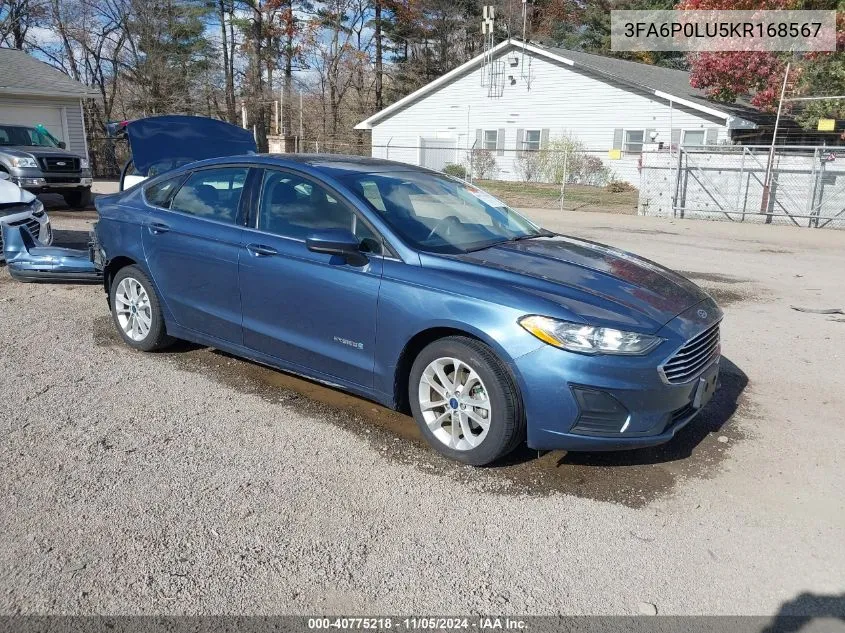 2019 Ford Fusion Hybrid Se VIN: 3FA6P0LU5KR168567 Lot: 40775218