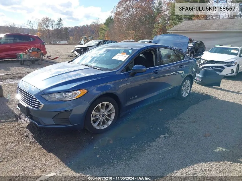 2019 Ford Fusion Hybrid Se VIN: 3FA6P0LU5KR168567 Lot: 40775218