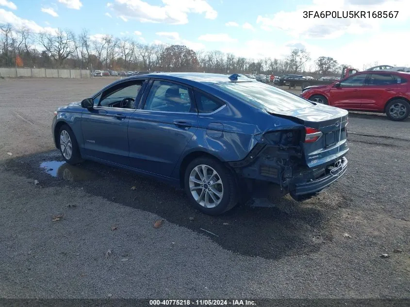 3FA6P0LU5KR168567 2019 Ford Fusion Hybrid Se