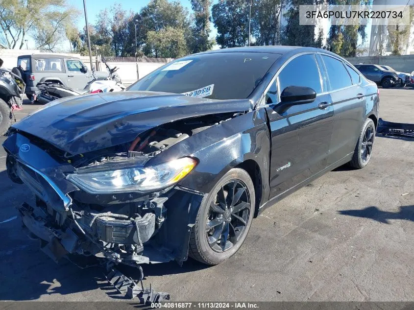 2019 Ford Fusion Hybrid Se VIN: 3FA6P0LU7KR220734 Lot: 40816877