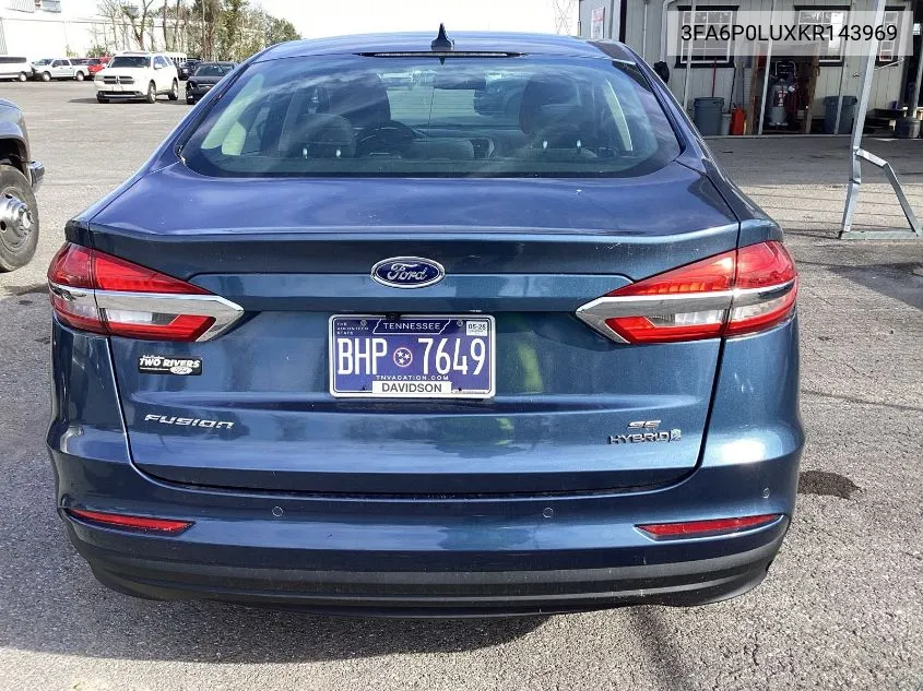 2019 Ford Fusion Se VIN: 3FA6P0LUXKR143969 Lot: 40825113