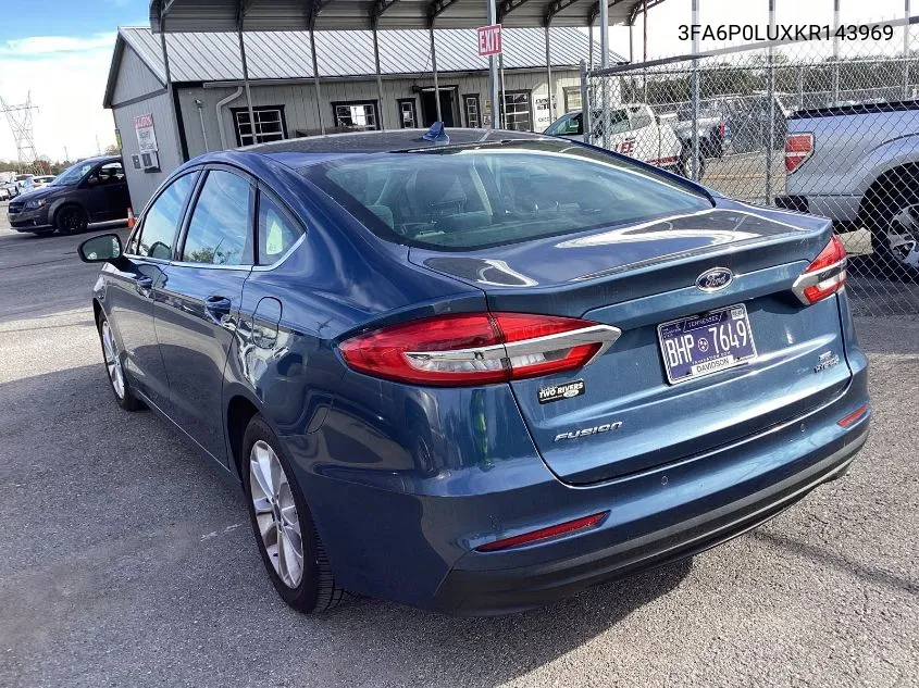 2019 Ford Fusion Se VIN: 3FA6P0LUXKR143969 Lot: 40825113