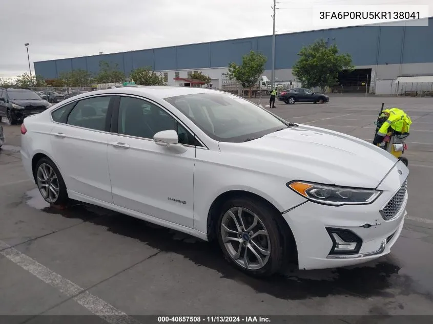 2019 Ford Fusion Hybrid Titanium VIN: 3FA6P0RU5KR138041 Lot: 40857508