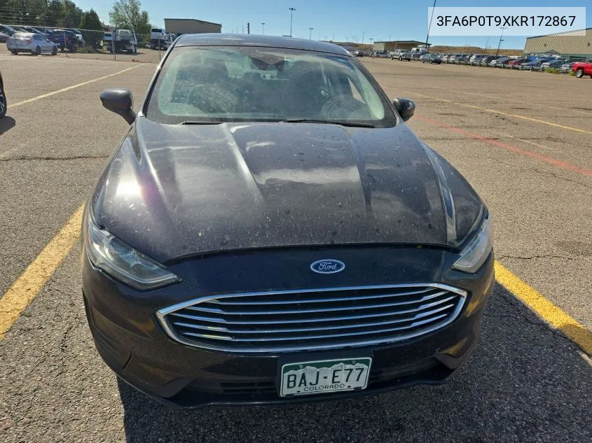 2019 Ford Fusion Se VIN: 3FA6P0T9XKR172867 Lot: 40866761