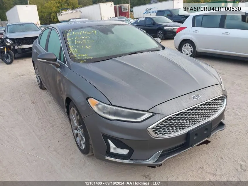 2020 Ford Fusion Titanium VIN: 3FA6P0RU4LR100530 Lot: 12101409