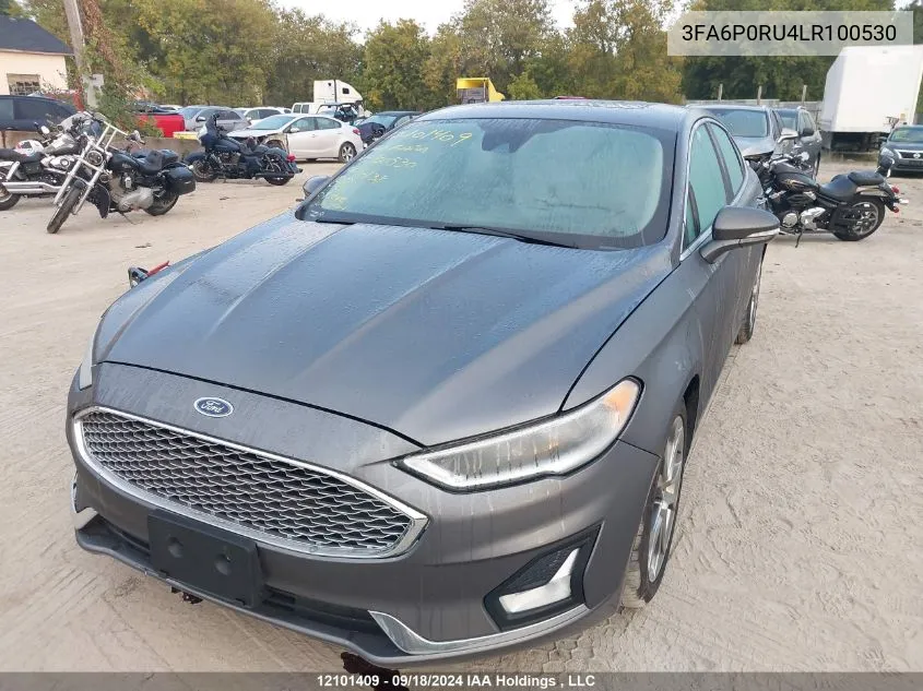 2020 Ford Fusion Titanium VIN: 3FA6P0RU4LR100530 Lot: 12101409