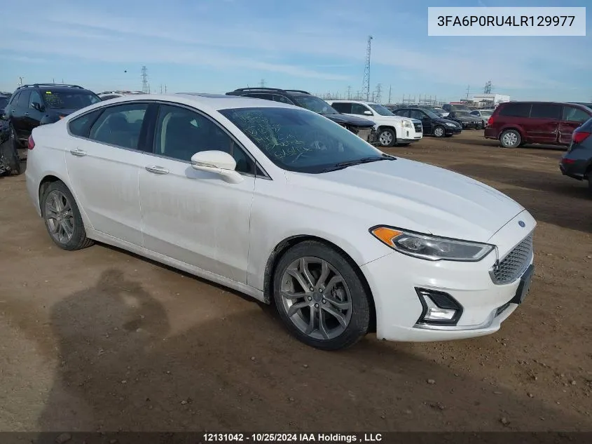 2020 Ford Fusion Titanium VIN: 3FA6P0RU4LR129977 Lot: 12131042