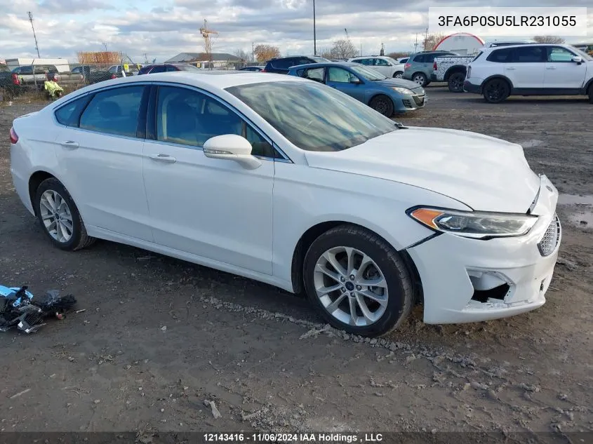 2020 Ford Fusion Energi Titanium VIN: 3FA6P0SU5LR231055 Lot: 12143416