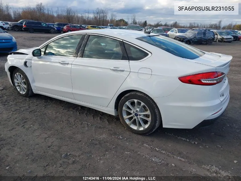 2020 Ford Fusion Energi Titanium VIN: 3FA6P0SU5LR231055 Lot: 12143416