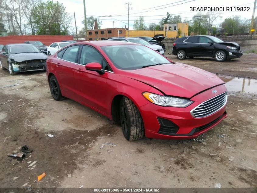 2020 Ford Fusion Se VIN: 3FA6P0HD0LR119822 Lot: 39313045