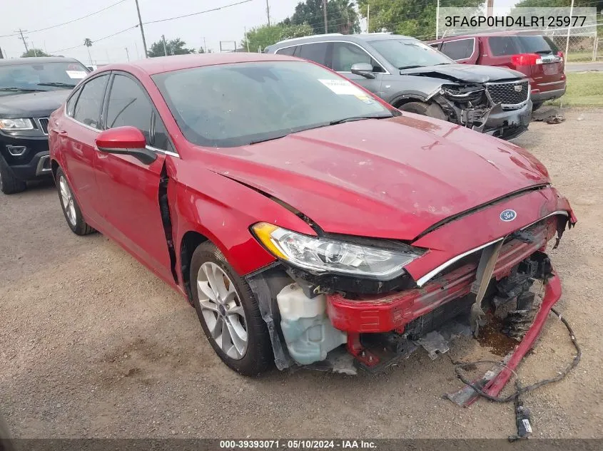 2020 Ford Fusion Se VIN: 3FA6P0HD4LR125977 Lot: 39393071