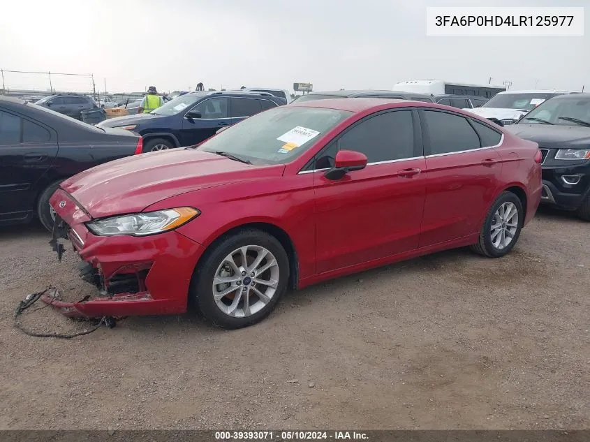 2020 Ford Fusion Se VIN: 3FA6P0HD4LR125977 Lot: 39393071