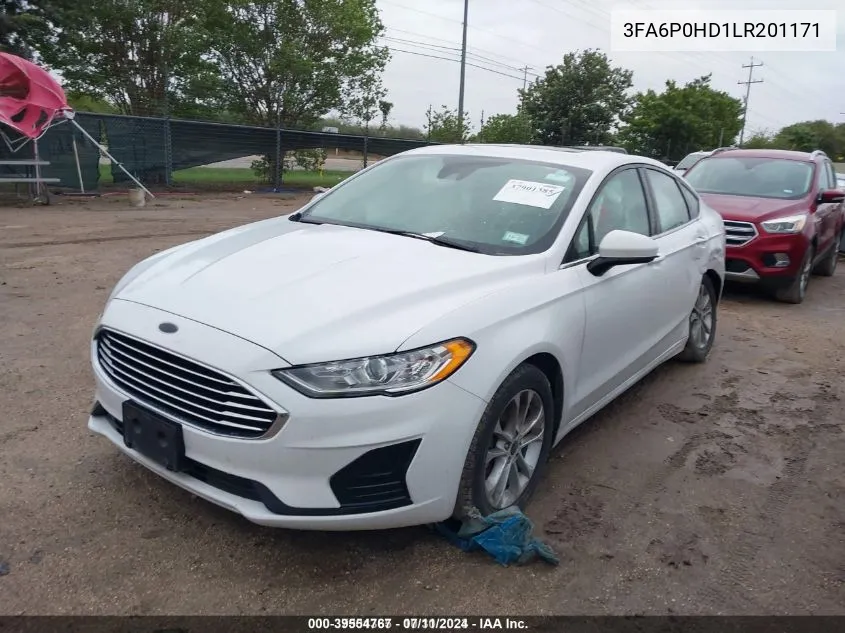 2020 Ford Fusion Se VIN: 3FA6P0HD1LR201171 Lot: 40316483