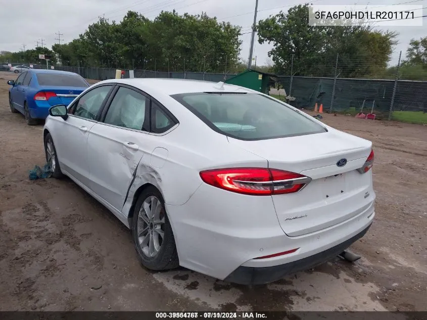 2020 Ford Fusion Se VIN: 3FA6P0HD1LR201171 Lot: 40316483