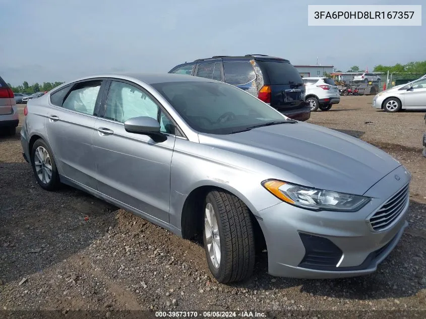 2020 Ford Fusion Se VIN: 3FA6P0HD8LR167357 Lot: 39573170