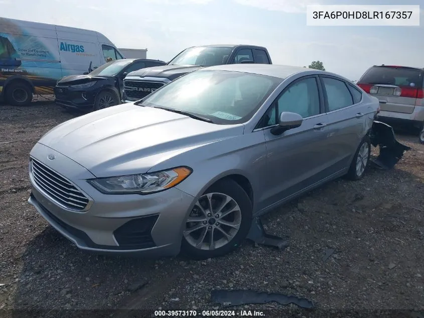 2020 Ford Fusion Se VIN: 3FA6P0HD8LR167357 Lot: 39573170