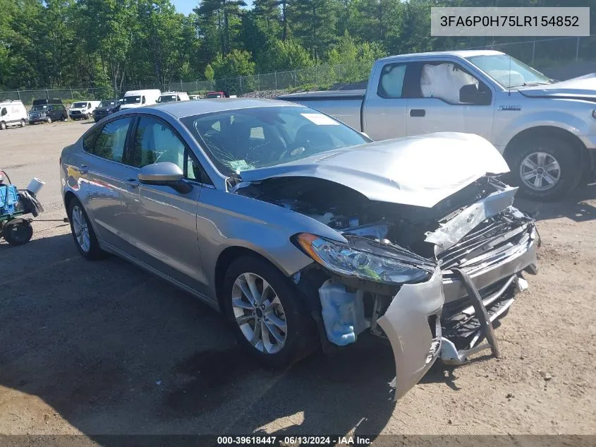 2020 Ford Fusion Se VIN: 3FA6P0H75LR154852 Lot: 39618447