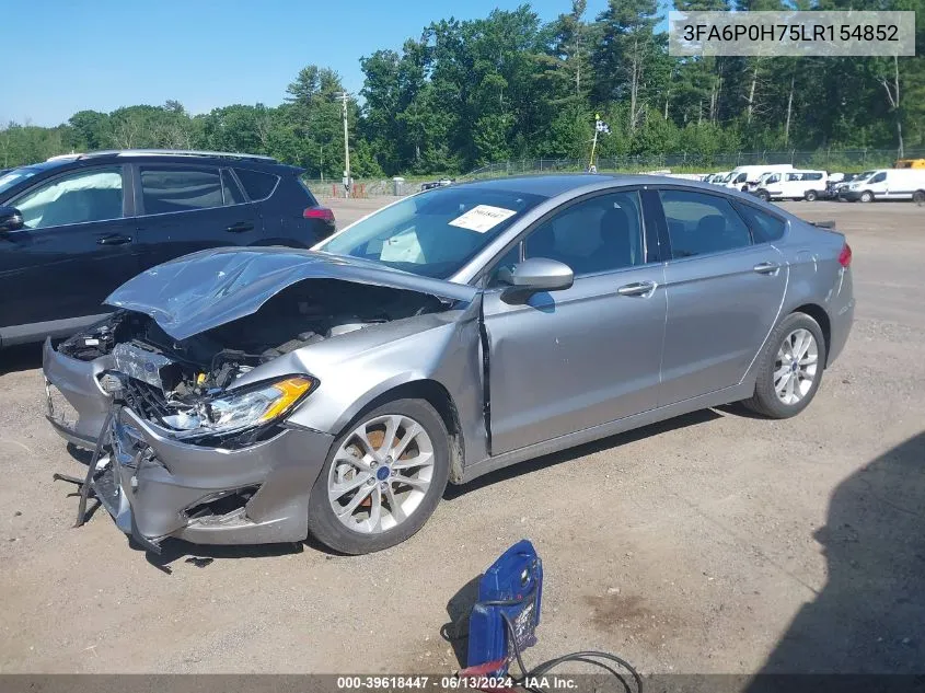 2020 Ford Fusion Se VIN: 3FA6P0H75LR154852 Lot: 39618447