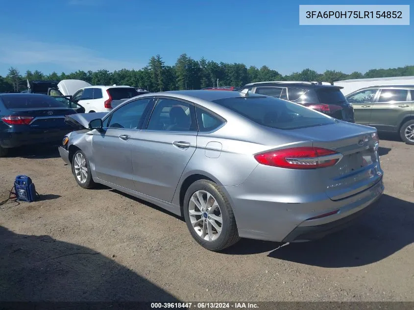 2020 Ford Fusion Se VIN: 3FA6P0H75LR154852 Lot: 39618447