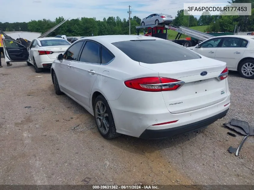 2020 Ford Fusion Sel VIN: 3FA6P0CD0LR177453 Lot: 39631362