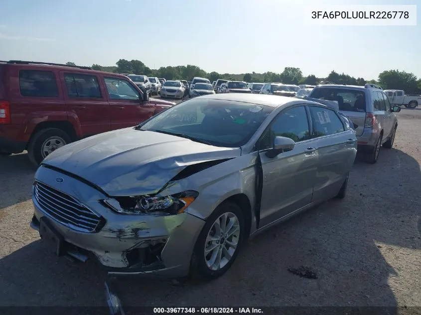 2020 Ford Fusion Hybrid Se VIN: 3FA6P0LU0LR226778 Lot: 39677348