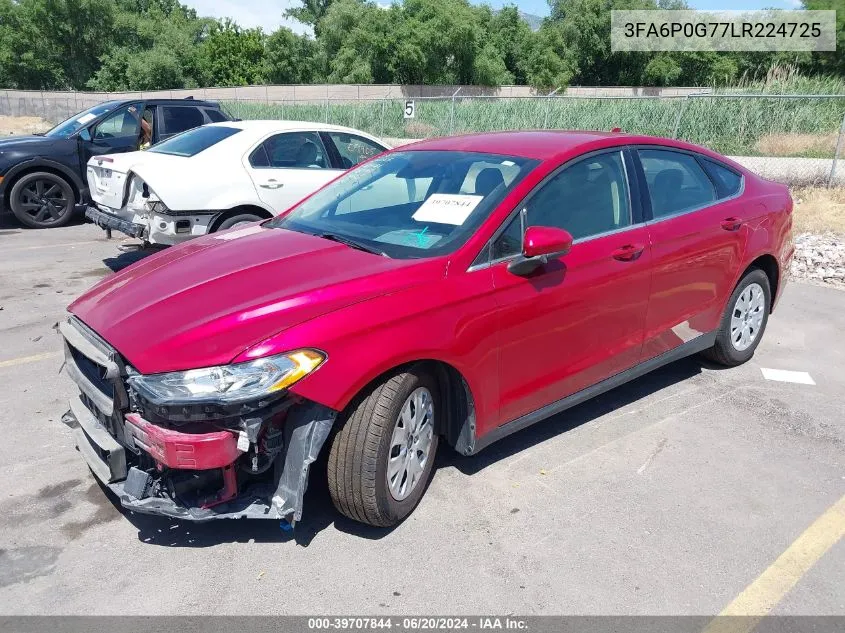 2020 Ford Fusion S VIN: 3FA6P0G77LR224725 Lot: 39707844