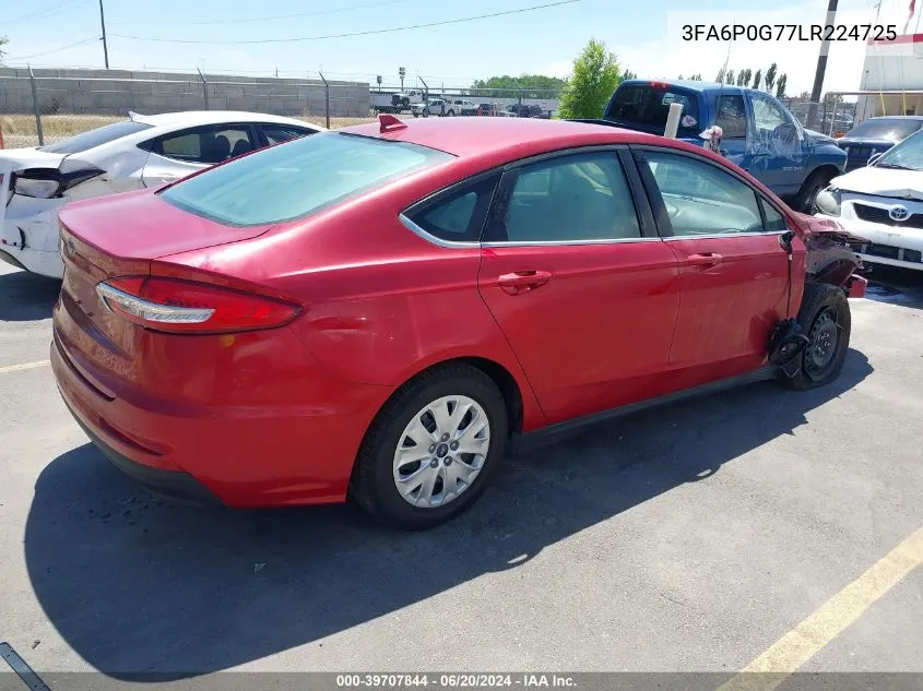 2020 Ford Fusion S VIN: 3FA6P0G77LR224725 Lot: 39707844