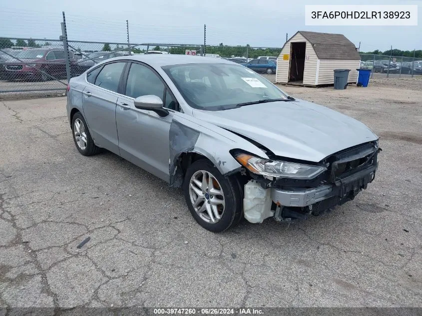 2020 Ford Fusion Se VIN: 3FA6P0HD2LR138923 Lot: 39747260