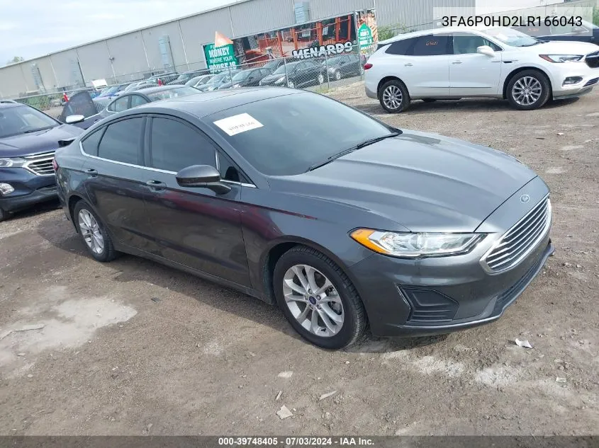 2020 Ford Fusion Se VIN: 3FA6P0HD2LR166043 Lot: 39748405