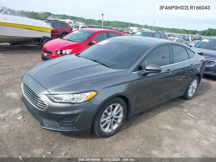 2020 Ford Fusion Se VIN: 3FA6P0HD2LR166043 Lot: 39748405