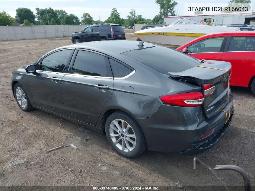 2020 Ford Fusion Se VIN: 3FA6P0HD2LR166043 Lot: 39748405