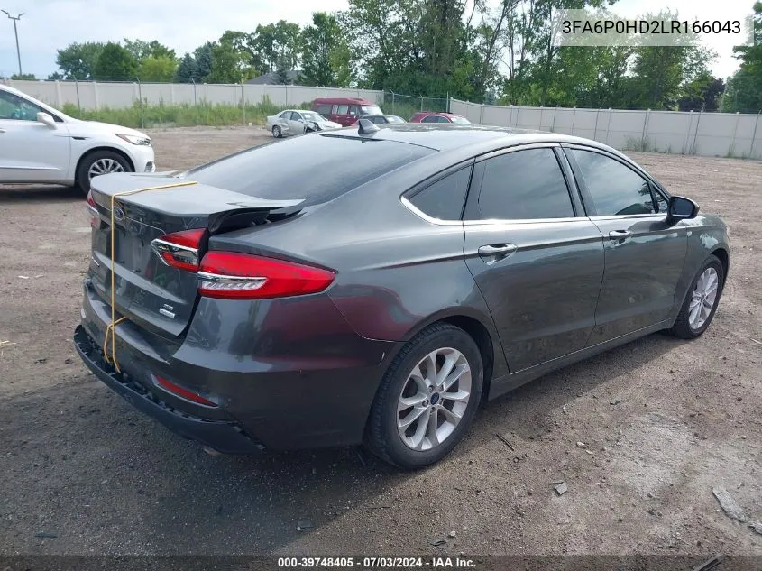 2020 Ford Fusion Se VIN: 3FA6P0HD2LR166043 Lot: 39748405