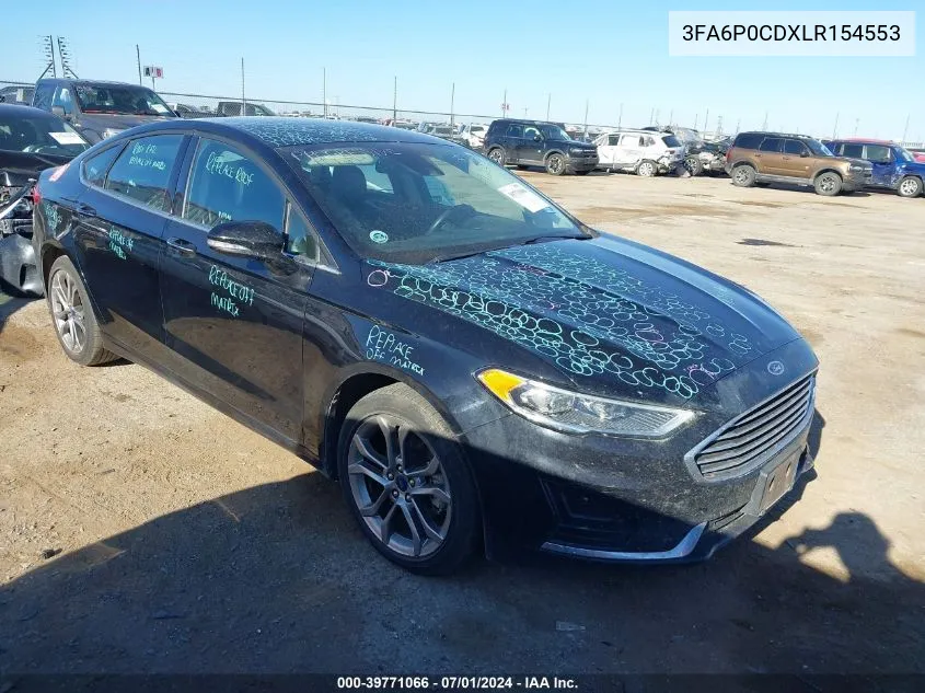 2020 Ford Fusion Sel VIN: 3FA6P0CDXLR154553 Lot: 39771066