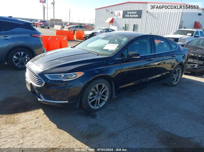 2020 Ford Fusion Sel VIN: 3FA6P0CDXLR154553 Lot: 39771066