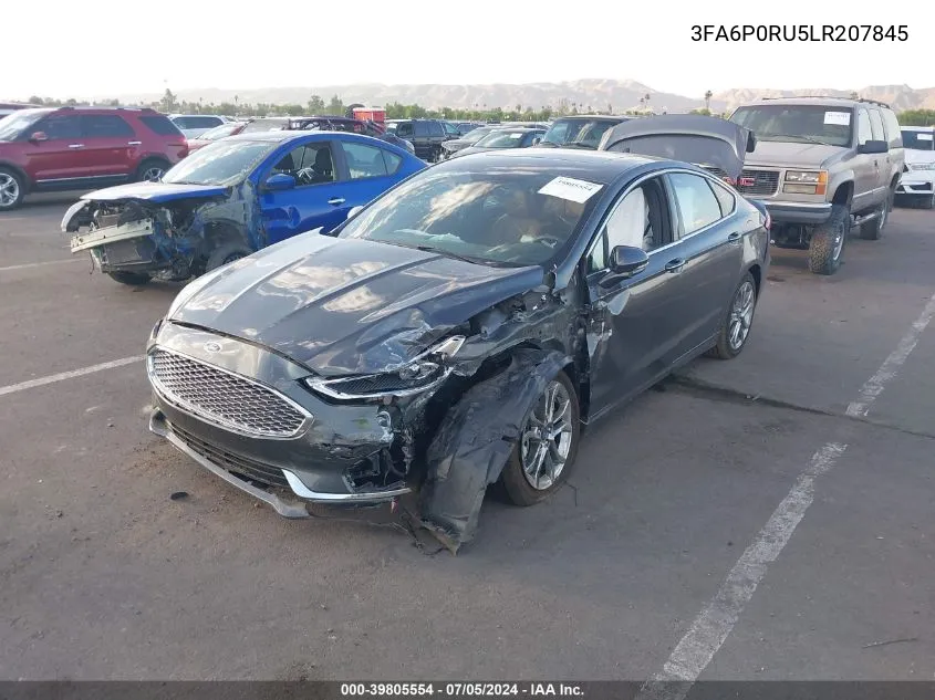 2020 Ford Fusion Hybrid Titanium VIN: 3FA6P0RU5LR207845 Lot: 39805554