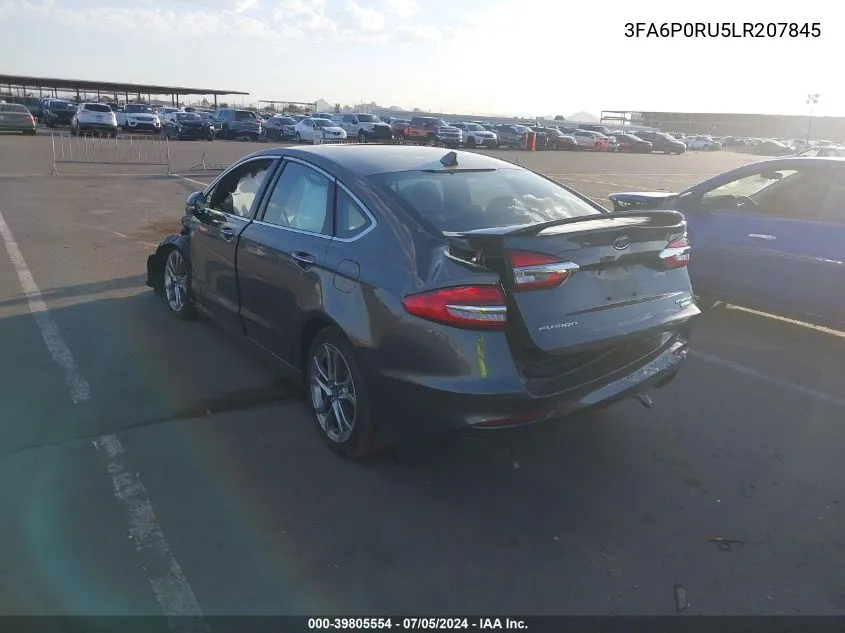 2020 Ford Fusion Hybrid Titanium VIN: 3FA6P0RU5LR207845 Lot: 39805554