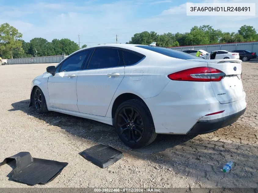 2020 Ford Fusion Se VIN: 3FA6P0HD1LR248491 Lot: 39822466