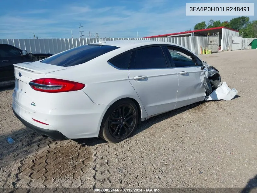 2020 Ford Fusion Se VIN: 3FA6P0HD1LR248491 Lot: 39822466