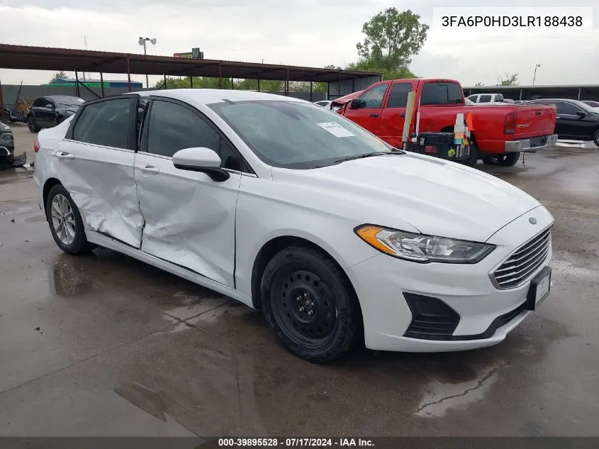 2020 Ford Fusion Se VIN: 3FA6P0HD3LR188438 Lot: 39895528