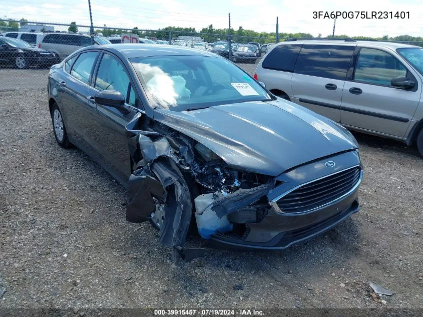 3FA6P0G75LR231401 2020 Ford Fusion S